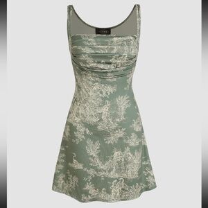 Toile De Jouy ruched mini dress